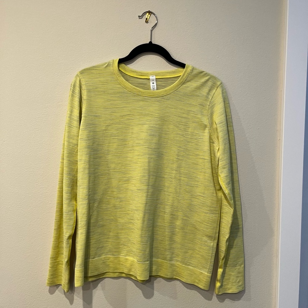 Lululemon Swiftly Relaxed Heathered Yellow Long Sleeved Shirt